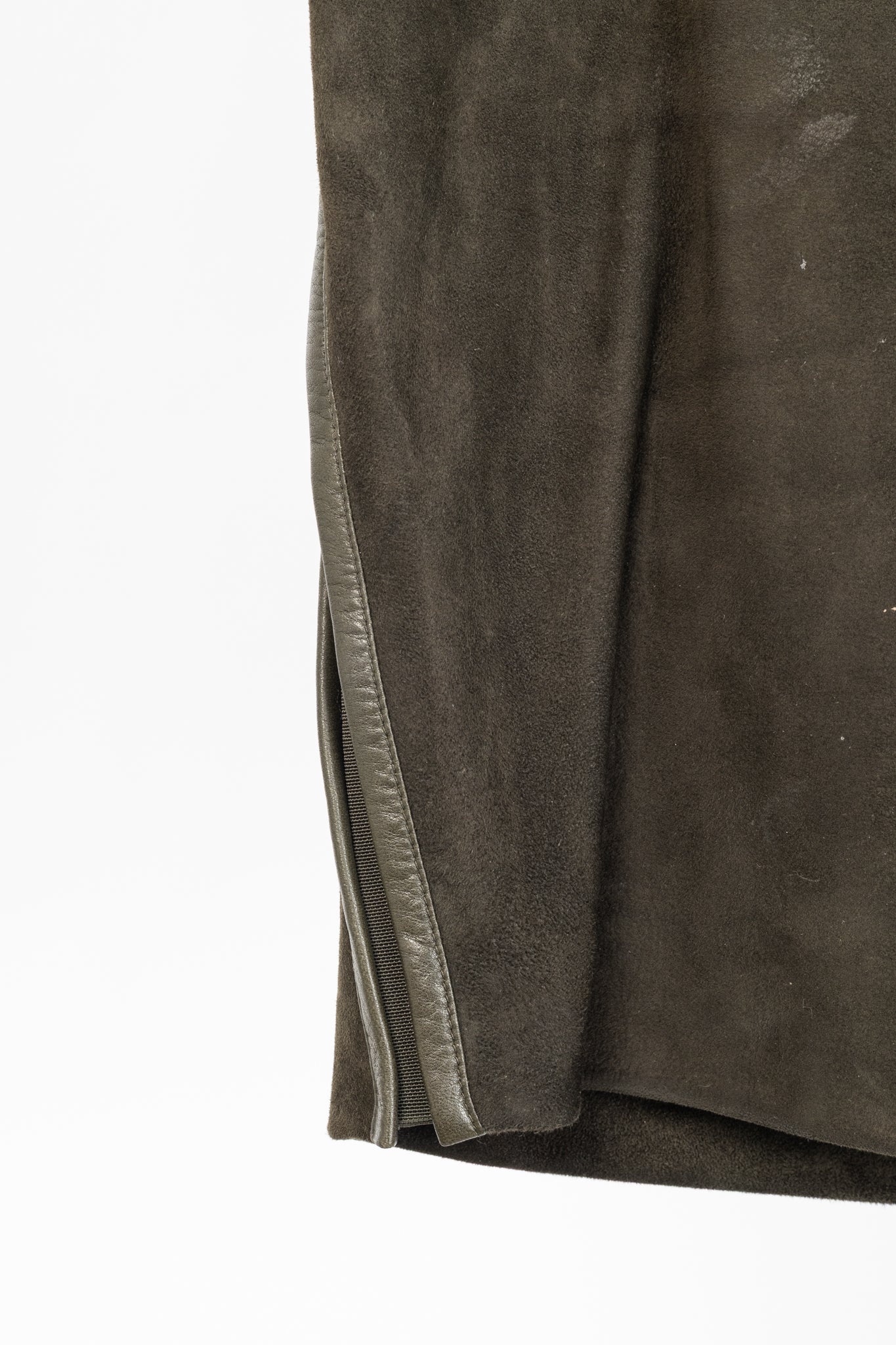 Tom Ford Green Suede Leather-Trim Pencil Skirt