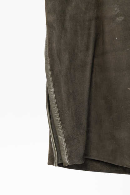 Tom Ford Green Suede Leather-Trim Pencil Skirt