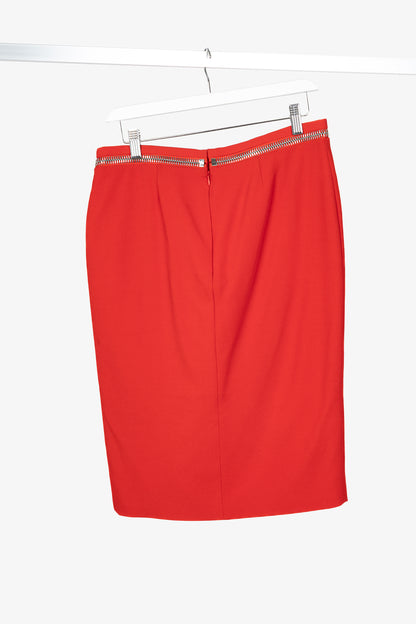 Tom Ford Red Crepe Zip-Trim Pencil Skirt