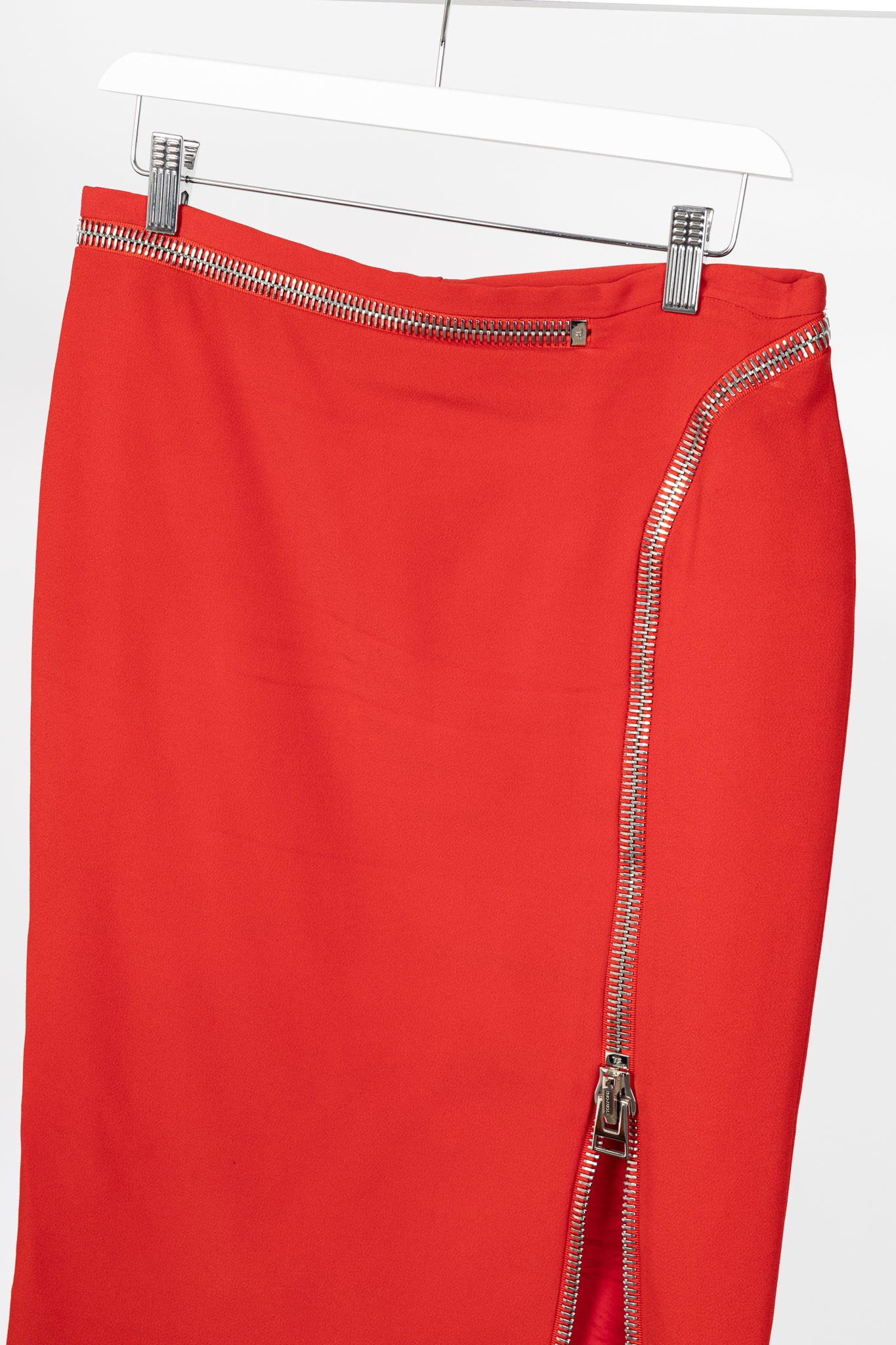 Tom Ford Red Crepe Zip-Trim Pencil Skirt