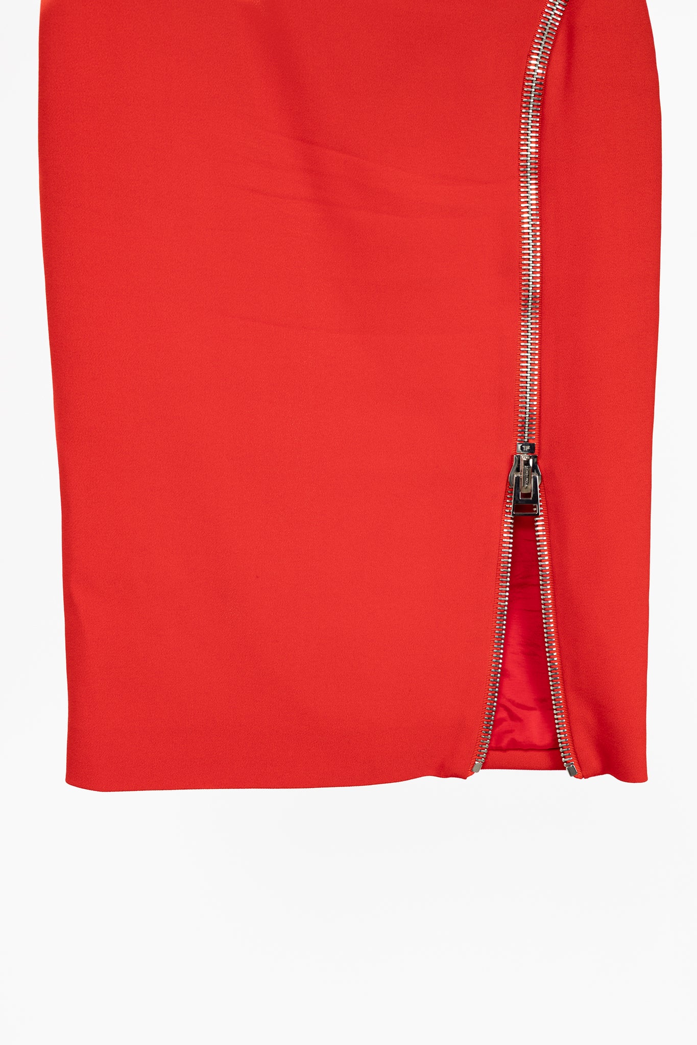 Tom Ford Red Crepe Zip-Trim Pencil Skirt