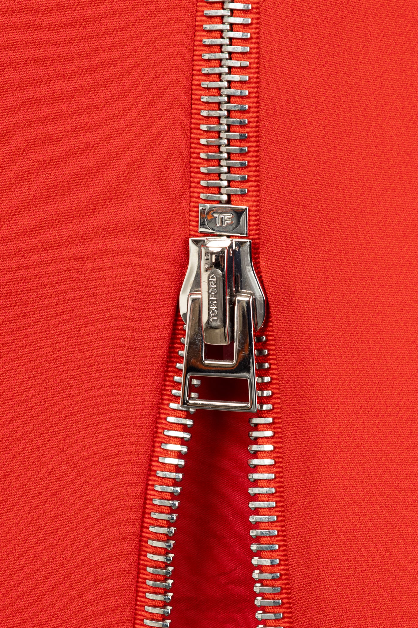 Tom Ford Red Crepe Zip-Trim Pencil Skirt
