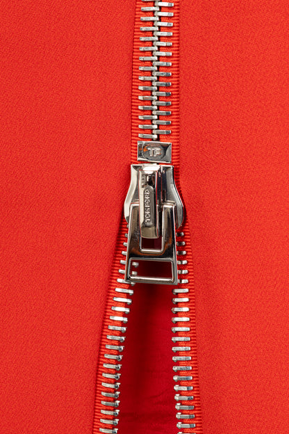 Tom Ford Red Crepe Zip-Trim Pencil Skirt