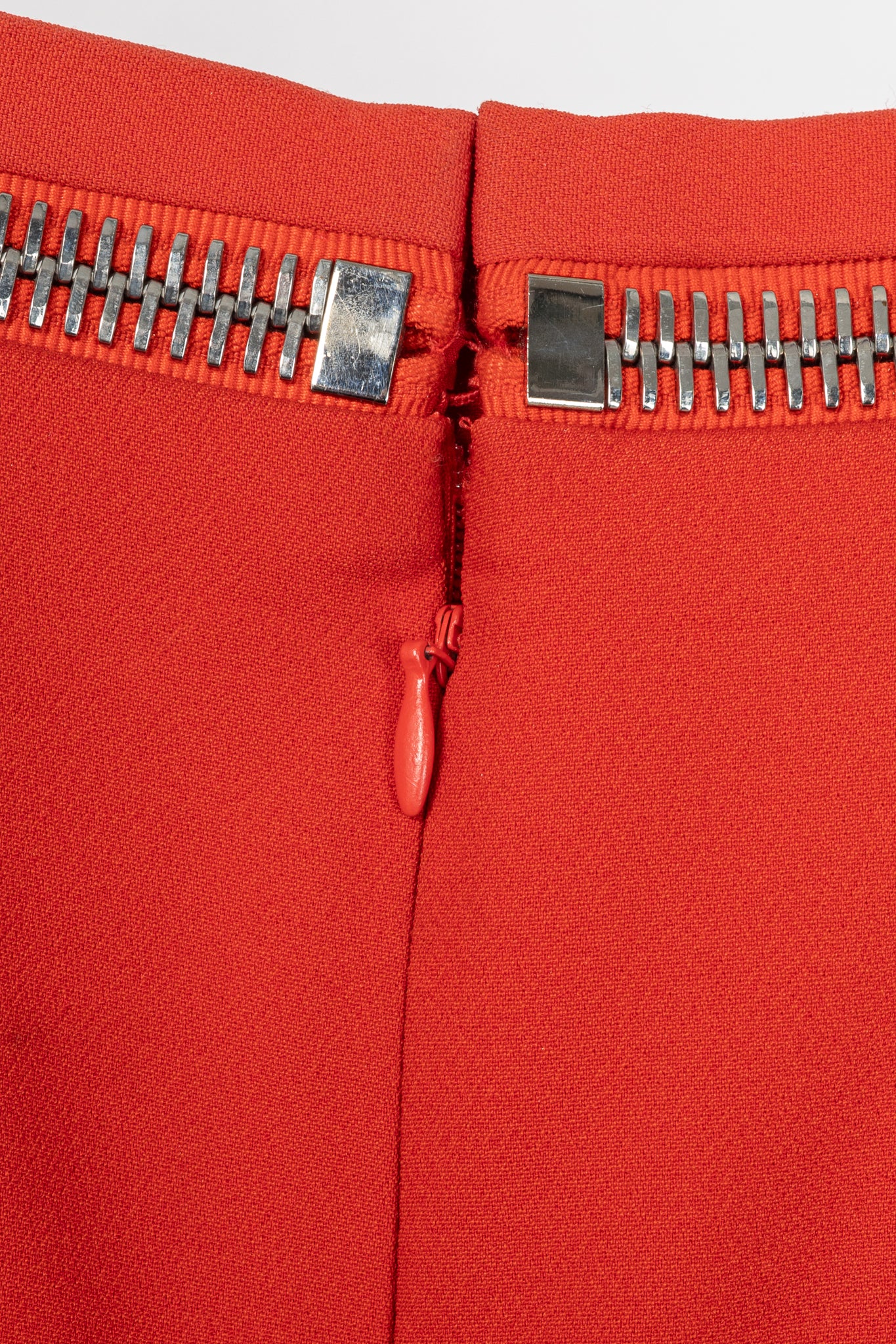 Tom Ford Red Crepe Zip-Trim Pencil Skirt