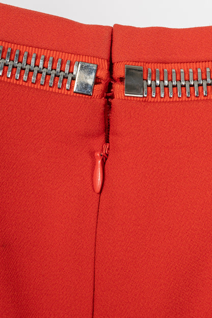 Tom Ford Red Crepe Zip-Trim Pencil Skirt