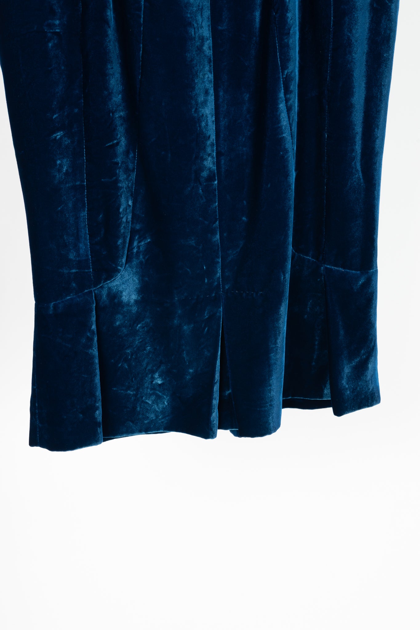 Tom Ford AW11 Blue Velvet Pleated Flared-Hem Skirt