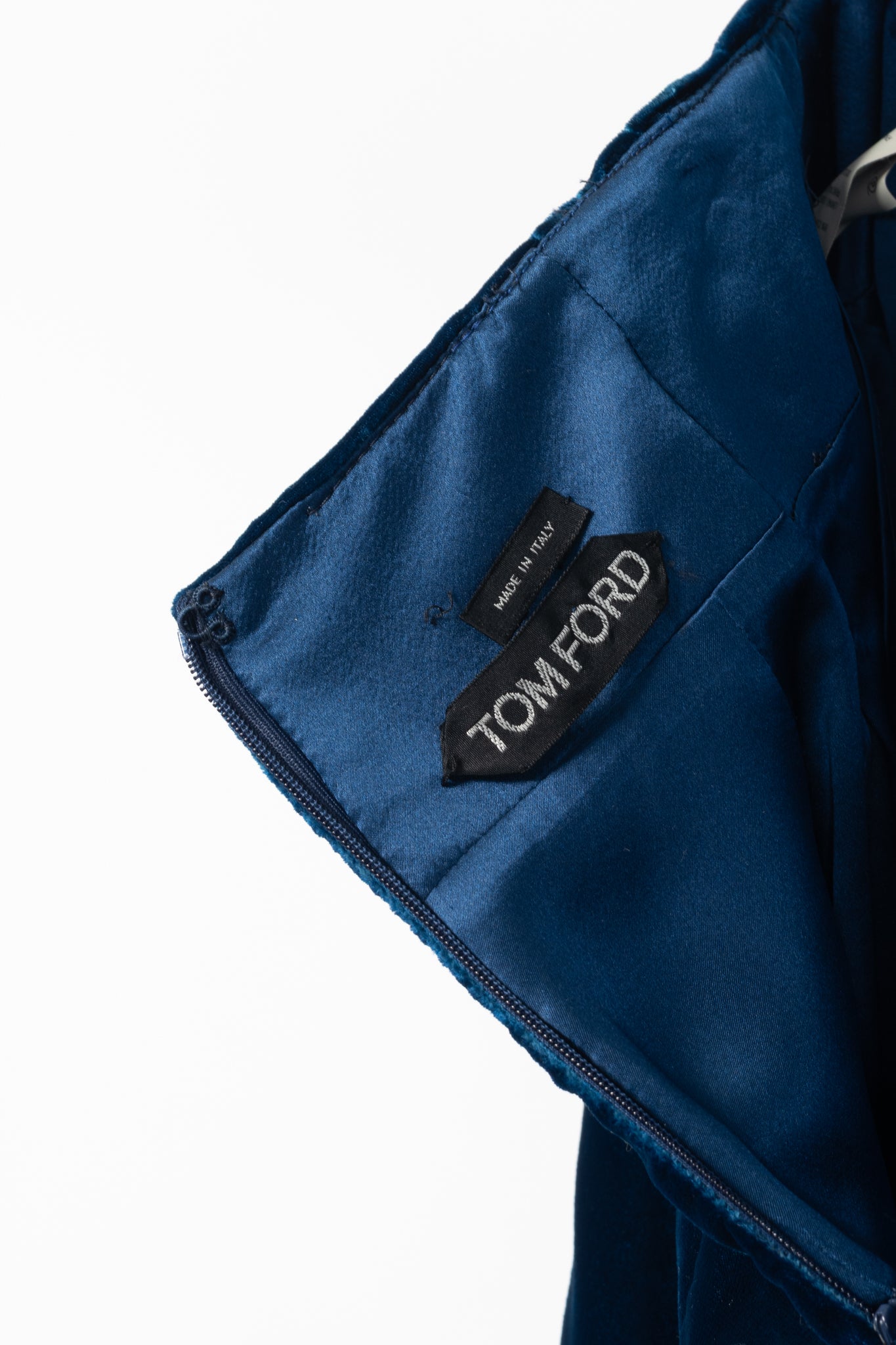 Tom Ford AW11 Blue Velvet Pleated Flared-Hem Skirt