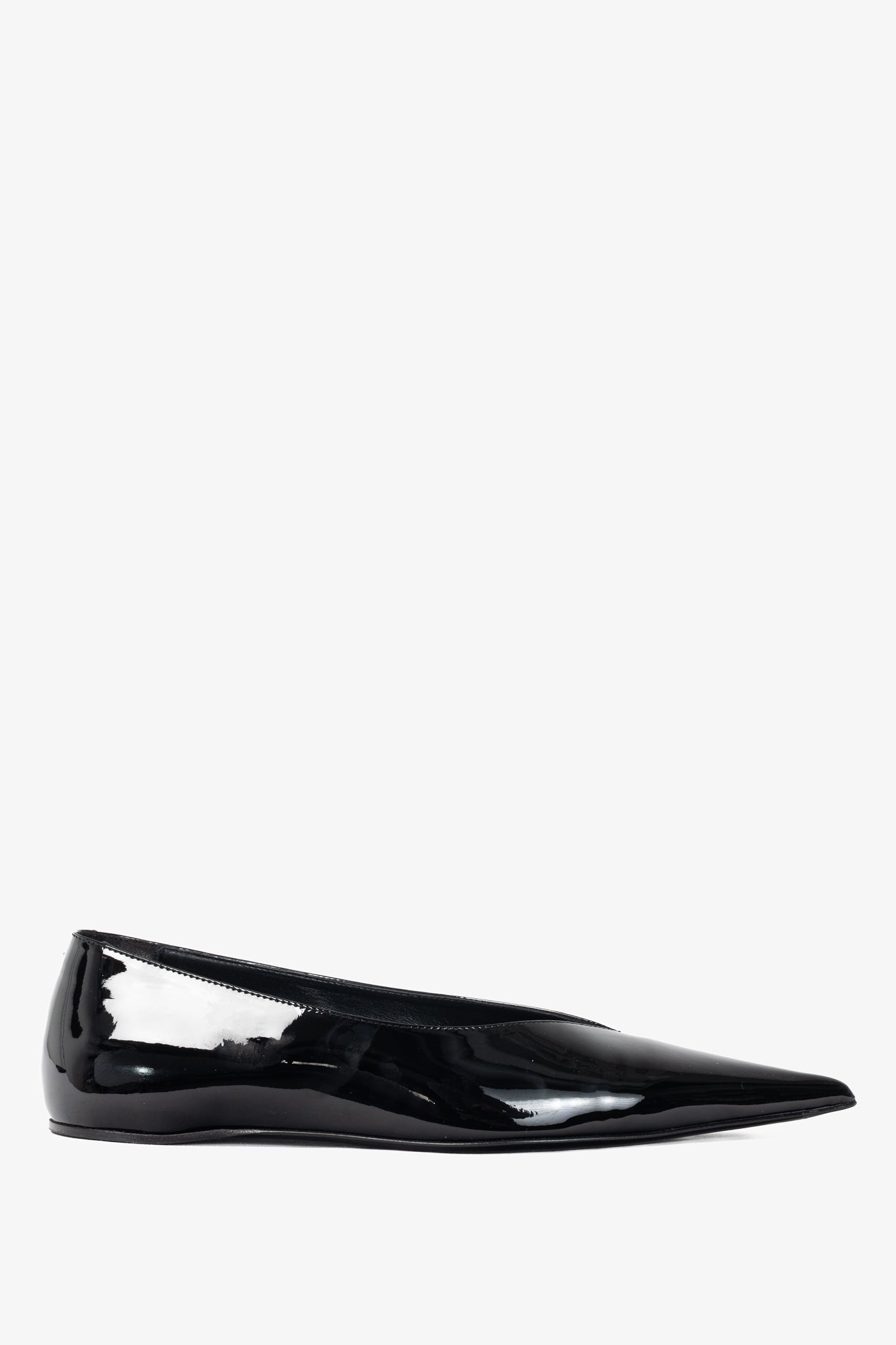 Toteme "The Patent Asymmetric" Black Pointed-Toe Ballet Flats