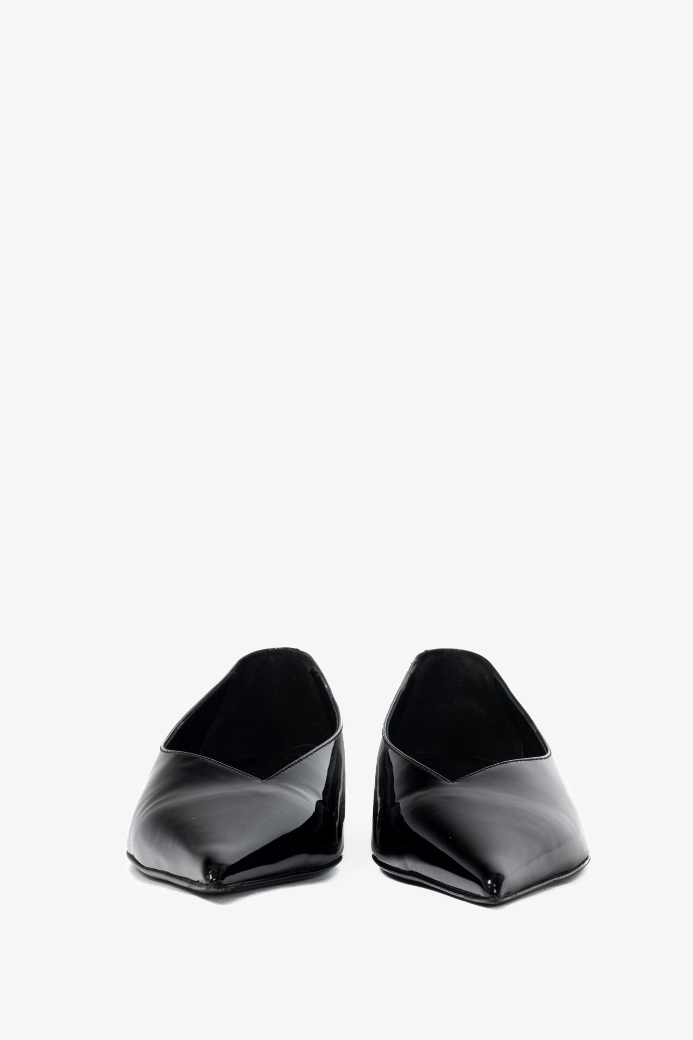 Toteme "The Patent Asymmetric" Black Pointed-Toe Ballet Flats