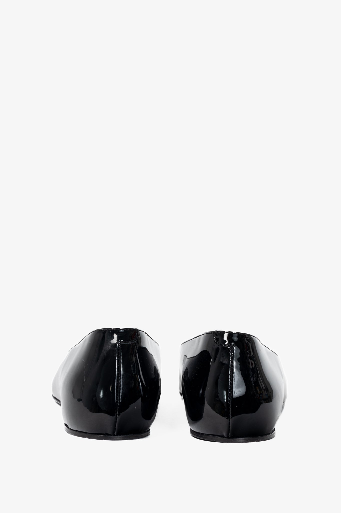 Toteme "The Patent Asymmetric" Black Pointed-Toe Ballet Flats