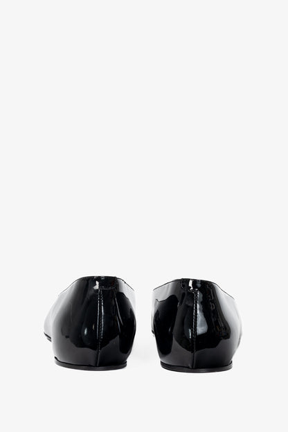 Toteme "The Patent Asymmetric" Black Pointed-Toe Ballet Flats