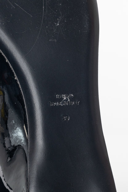 Toteme "The Patent Asymmetric" Black Pointed-Toe Ballet Flats