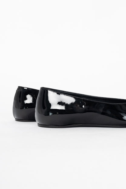 Toteme "The Patent Asymmetric" Black Pointed-Toe Ballet Flats