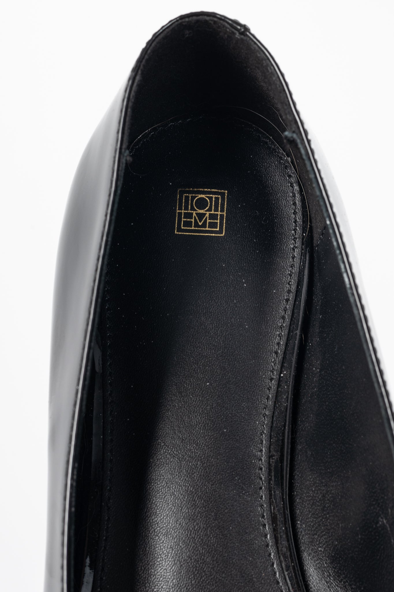 Toteme "The Patent Asymmetric" Black Pointed-Toe Ballet Flats