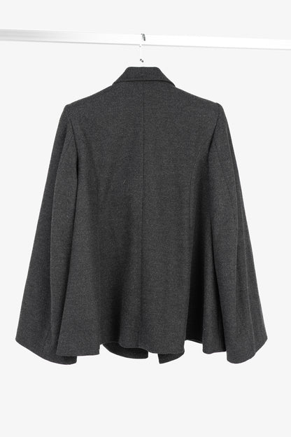 Toteme Bonce Dark Grey Melange Wool-Blend Open Blazer
