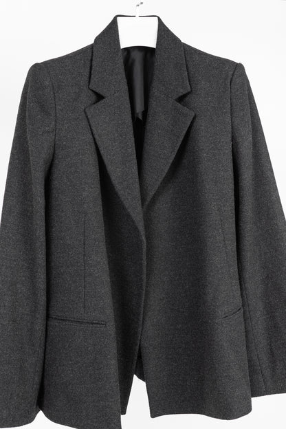 Toteme Bonce Dark Grey Melange Wool-Blend Open Blazer
