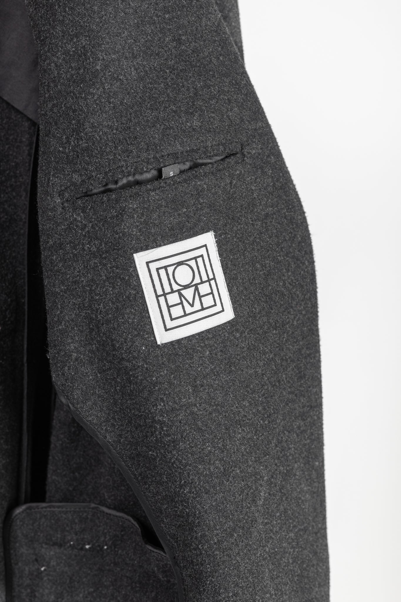 Toteme Bonce Dark Grey Melange Wool-Blend Open Blazer