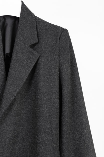 Toteme Bonce Dark Grey Melange Wool-Blend Open Blazer