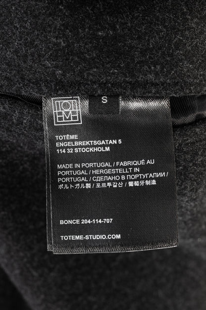 Toteme Bonce Dark Grey Melange Wool-Blend Open Blazer