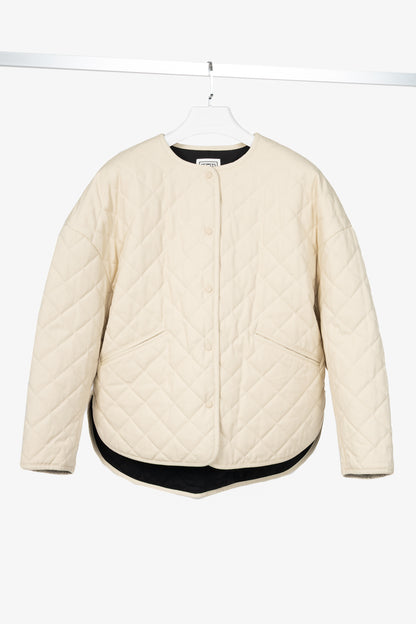 Toteme Light Hay Oversized Quilted Cotton Canvas Jacket