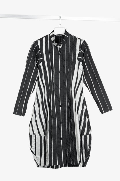 Trine Kryger Simonsen Black & Grey Striped-Taffeta Coat