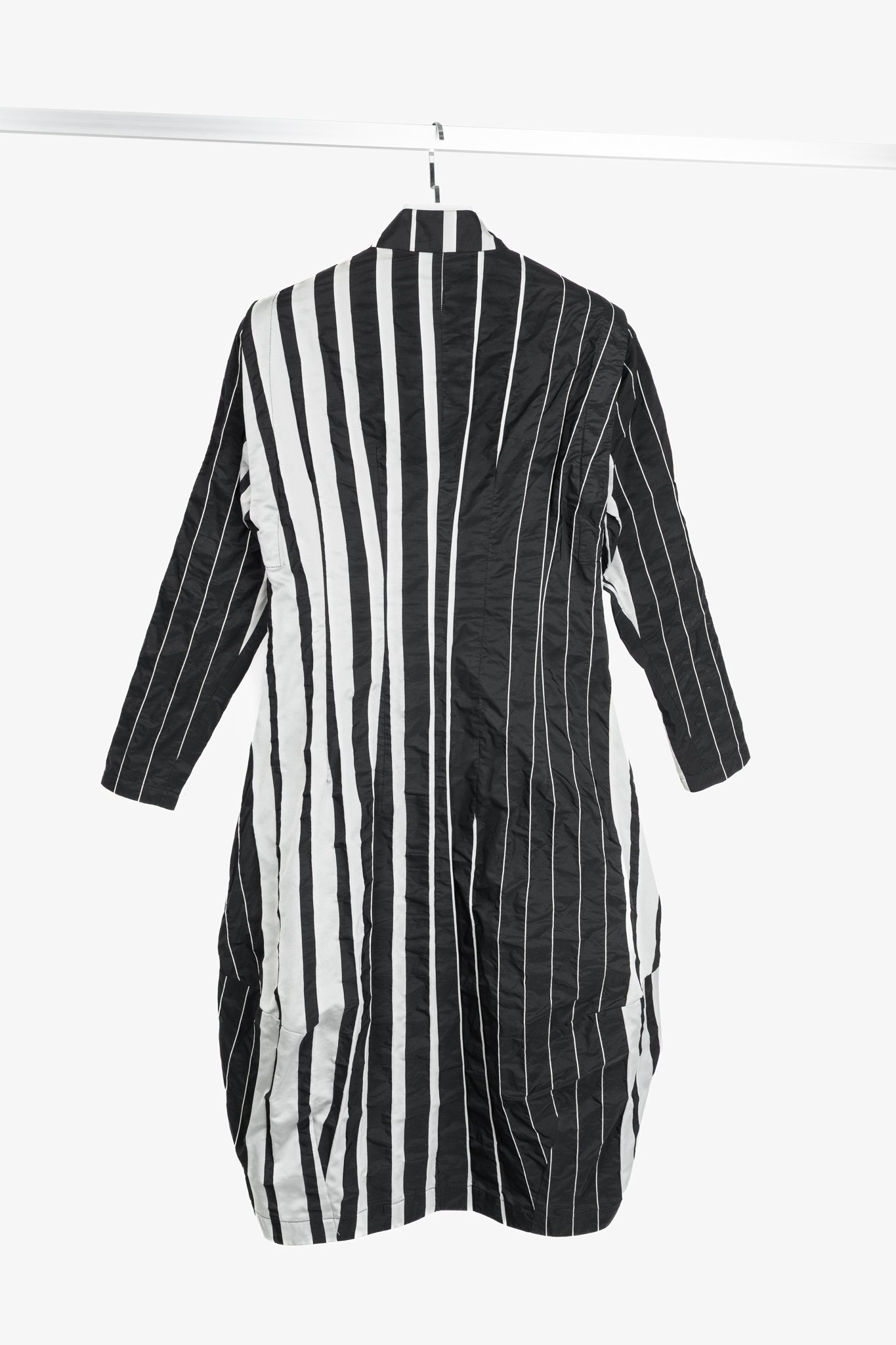 Trine Kryger Simonsen Black & Grey Striped-Taffeta Coat