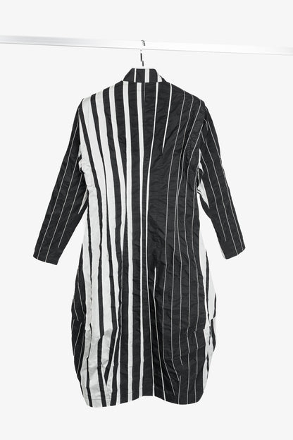 Trine Kryger Simonsen Black & Grey Striped-Taffeta Coat