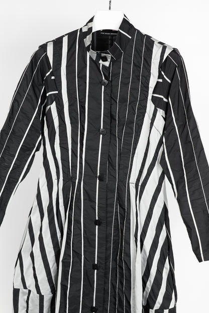 Trine Kryger Simonsen Black & Grey Striped-Taffeta Coat