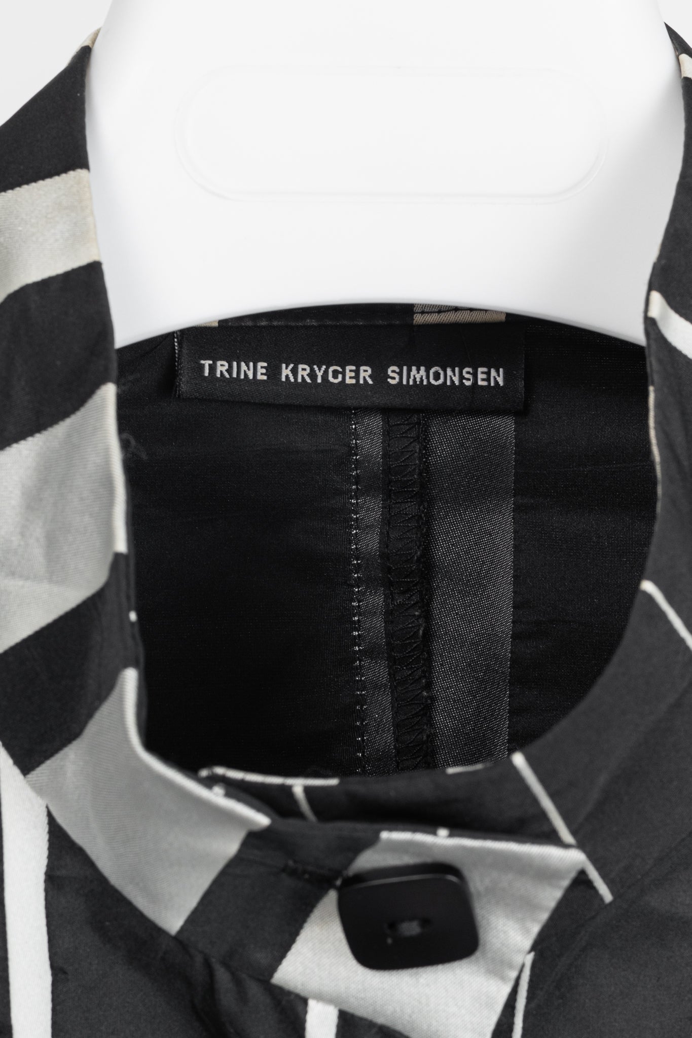Trine Kryger Simonsen Black & Grey Striped-Taffeta Coat