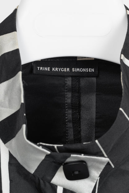 Trine Kryger Simonsen Black & Grey Striped-Taffeta Coat