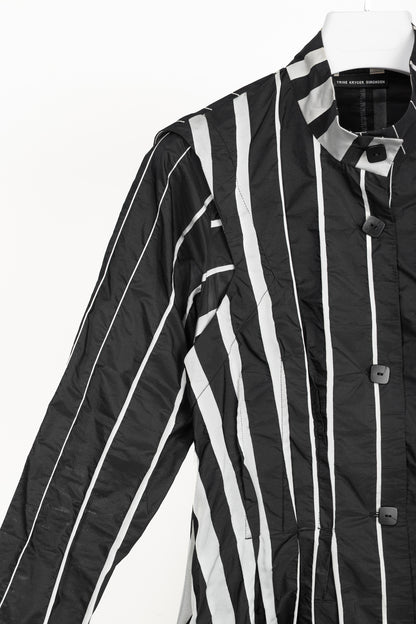 Trine Kryger Simonsen Black & Grey Striped-Taffeta Coat