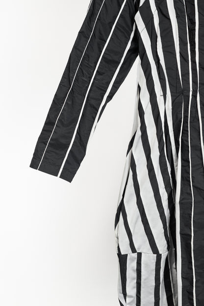 Trine Kryger Simonsen Black & Grey Striped-Taffeta Coat