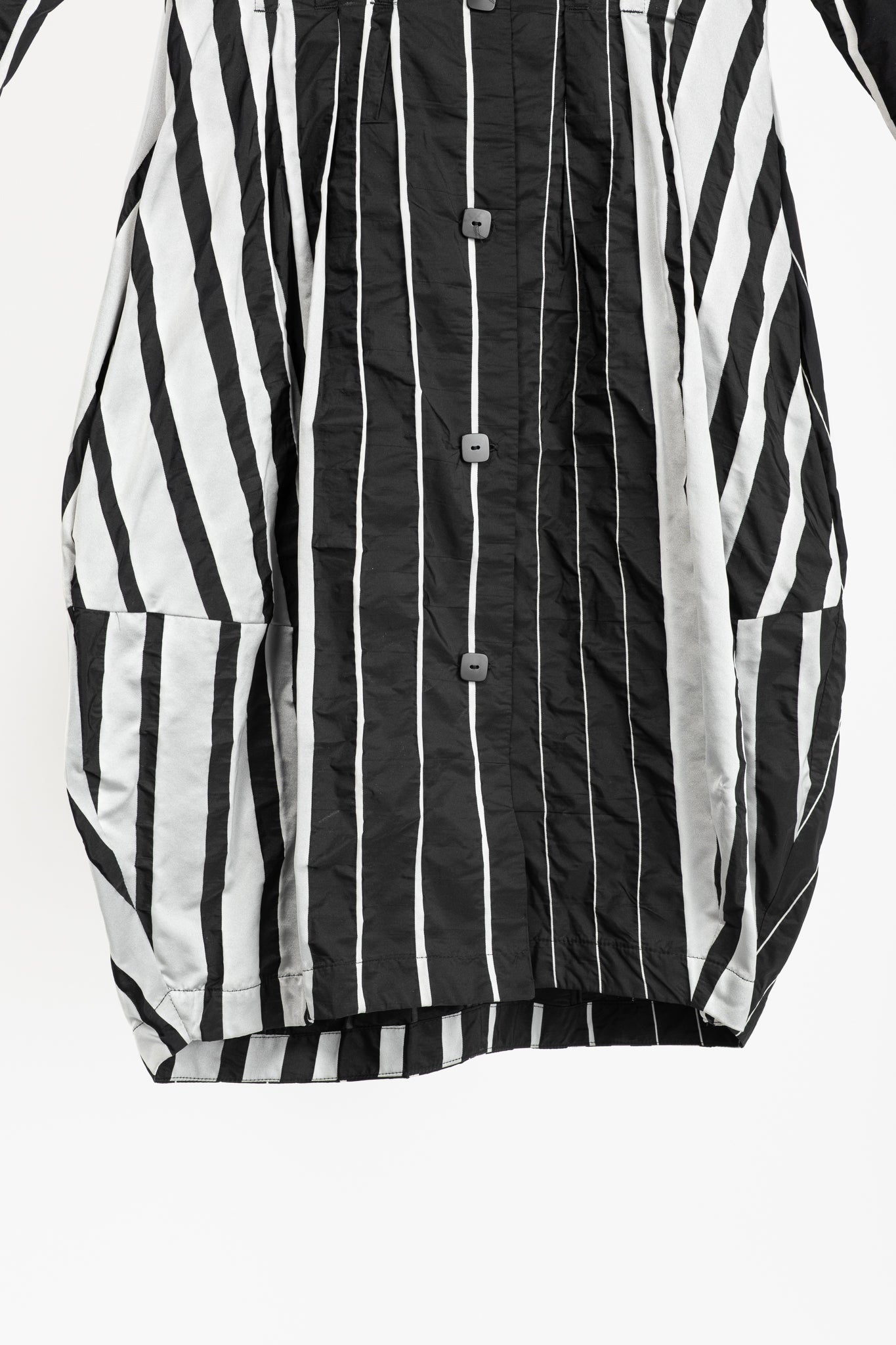 Trine Kryger Simonsen Black & Grey Striped-Taffeta Coat