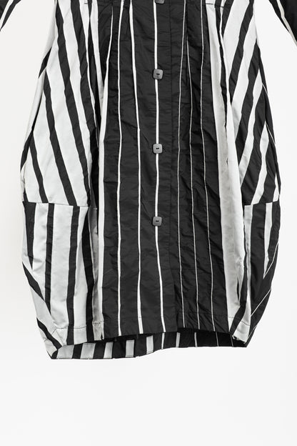 Trine Kryger Simonsen Black & Grey Striped-Taffeta Coat