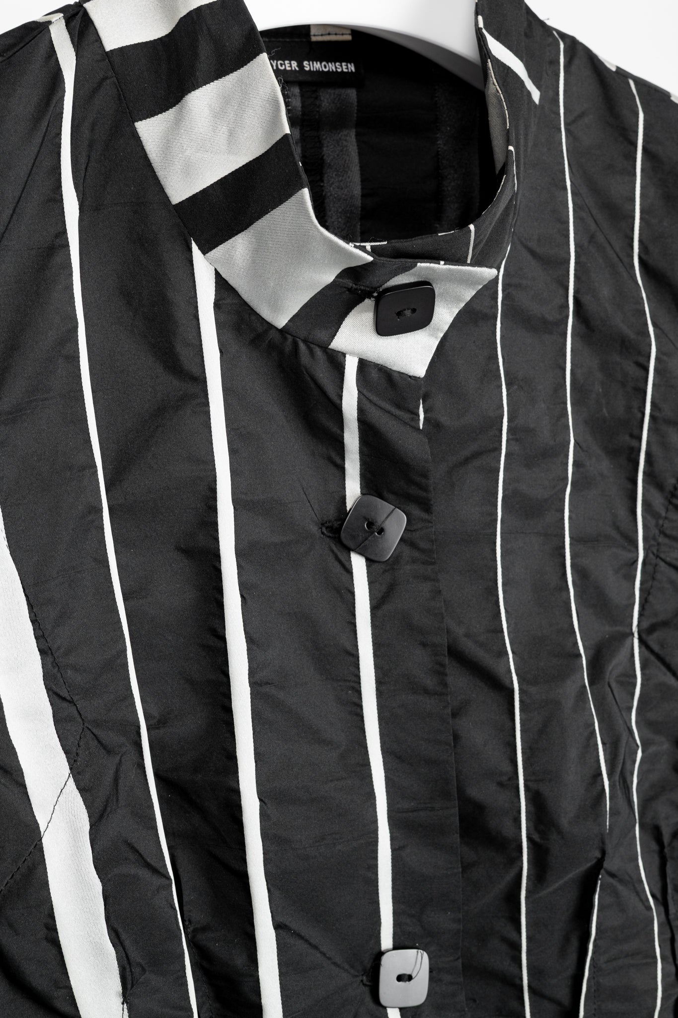 Trine Kryger Simonsen Black & Grey Striped-Taffeta Coat