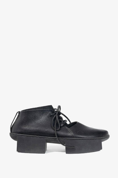 Trippen July Black Lace-Up Cutout Platforms