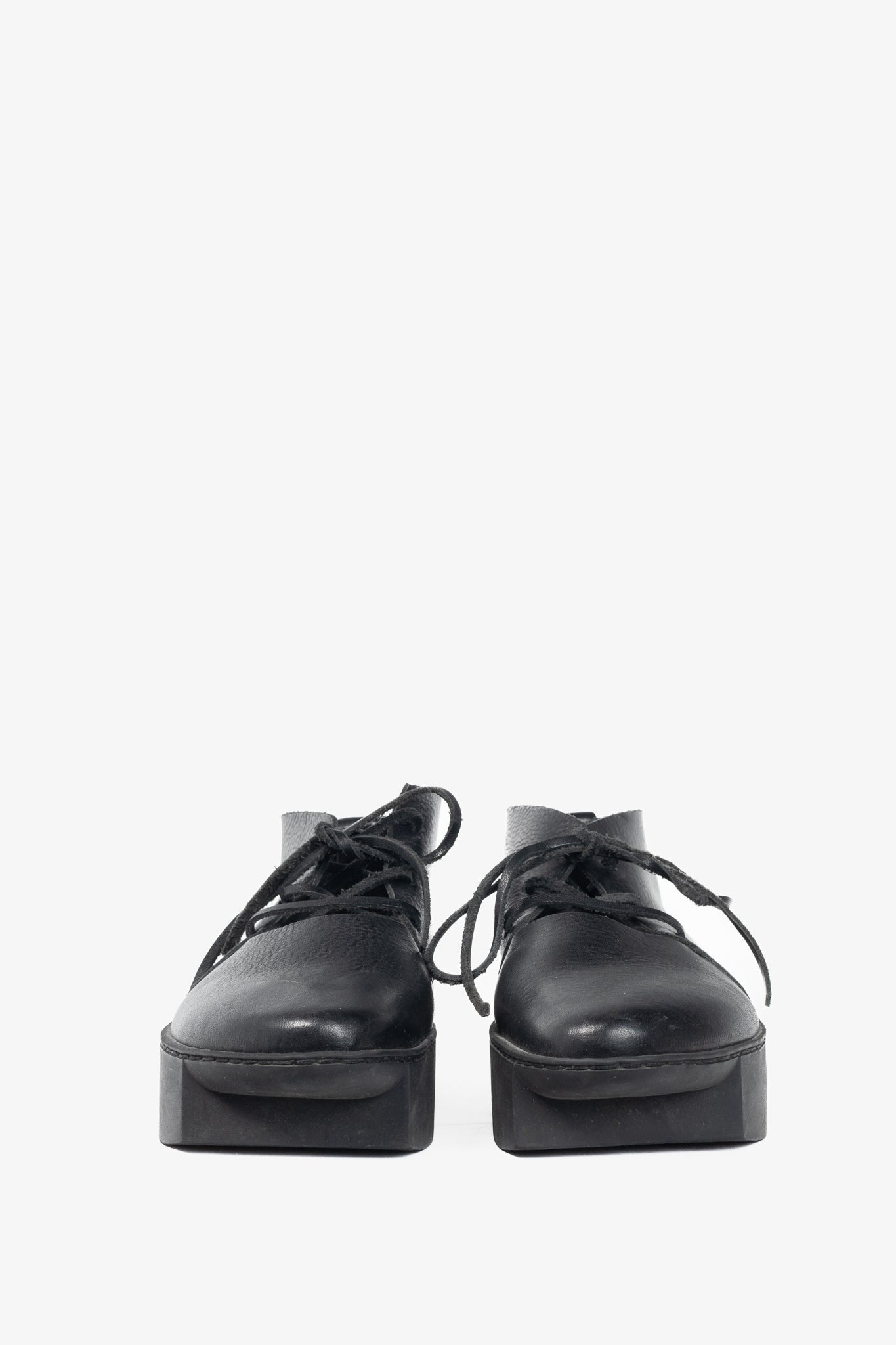 Trippen July Black Lace-Up Cutout Platforms