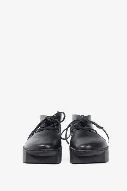 Trippen July Black Lace-Up Cutout Platforms