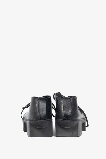 Trippen July Black Lace-Up Cutout Platforms