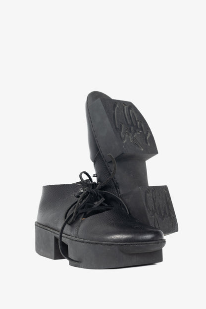 Trippen July Black Lace-Up Cutout Platforms