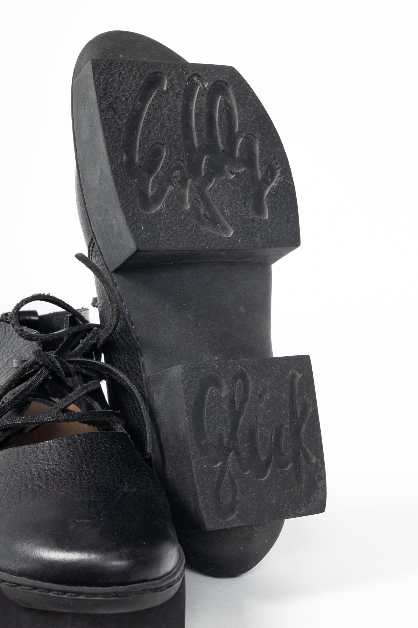Trippen July Black Lace-Up Cutout Platforms