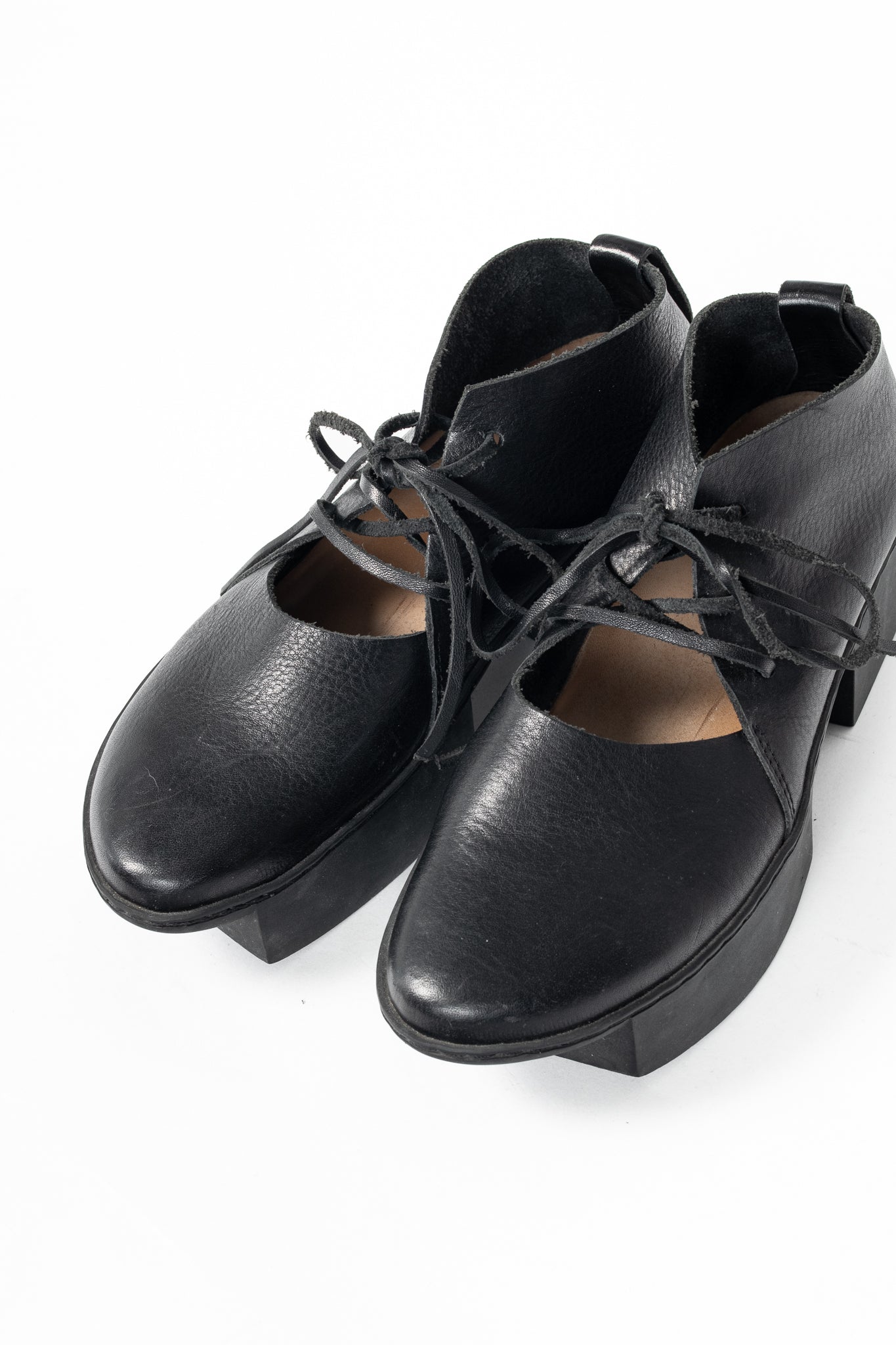 Trippen July Black Lace-Up Cutout Platforms