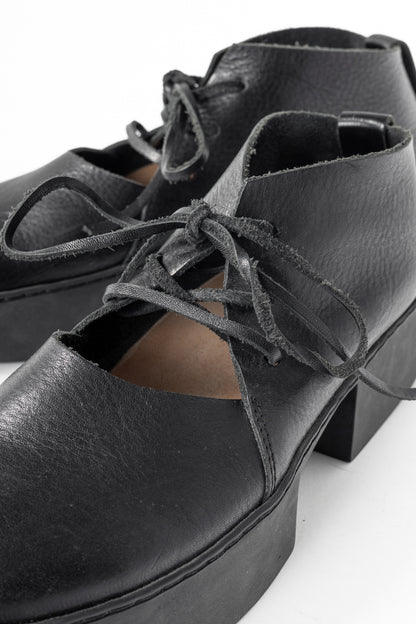 Trippen July Black Lace-Up Cutout Platforms
