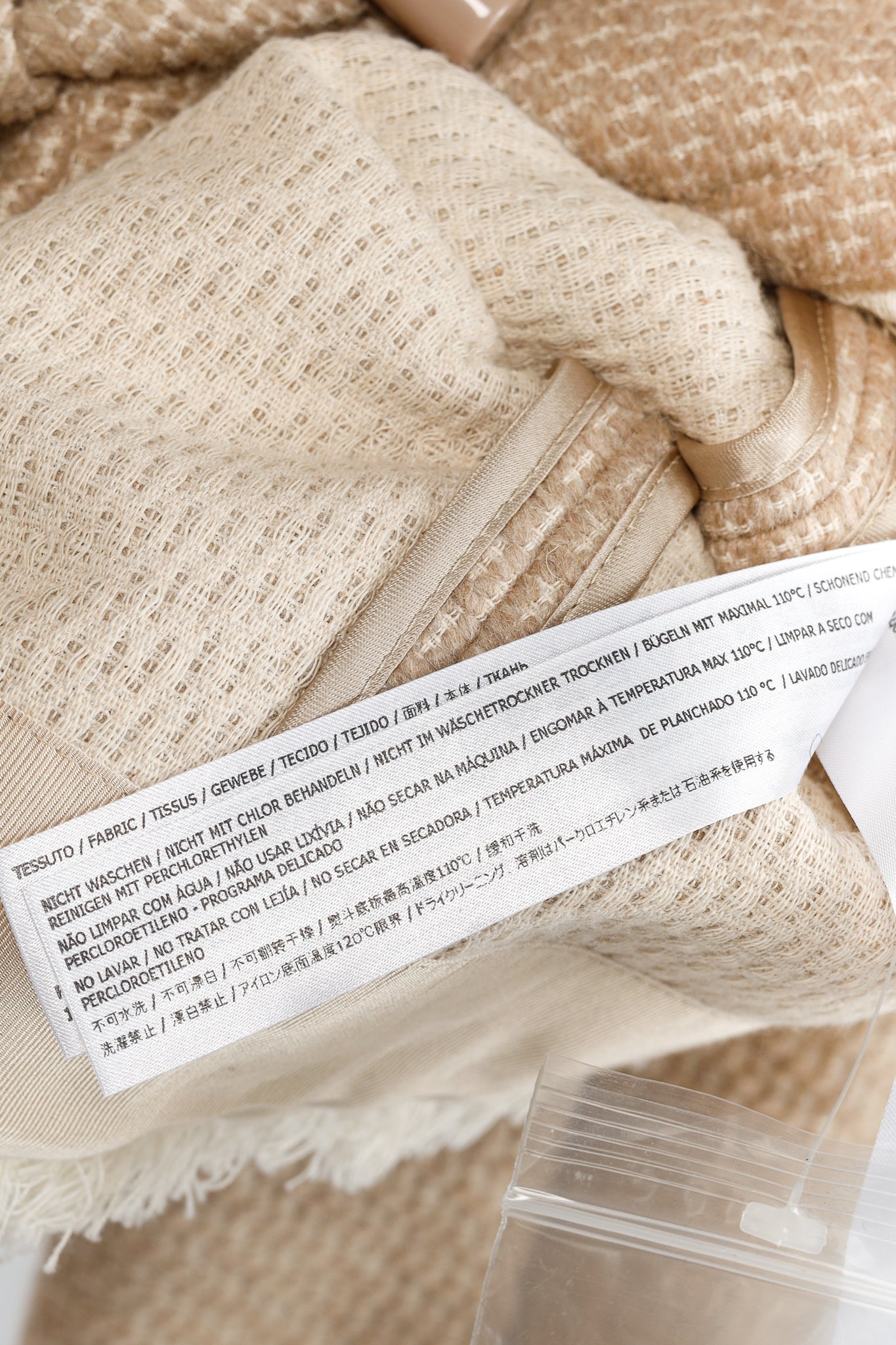 Twinset Taupe Cotton-Blend Tweed Frog-Fastener Jacket