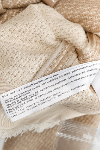 Twinset Taupe Cotton-Blend Tweed Frog-Fastener Jacket