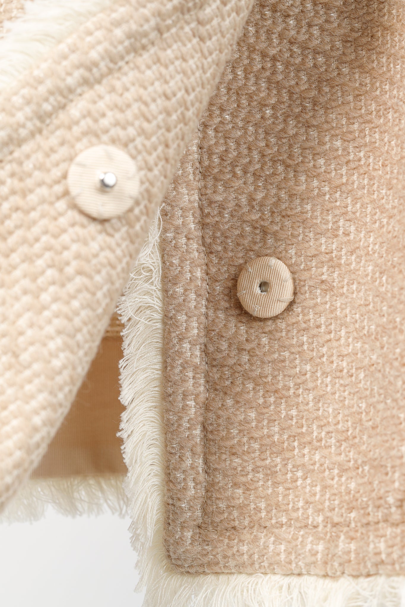 Twinset Taupe Cotton-Blend Tweed Frog-Fastener Jacket