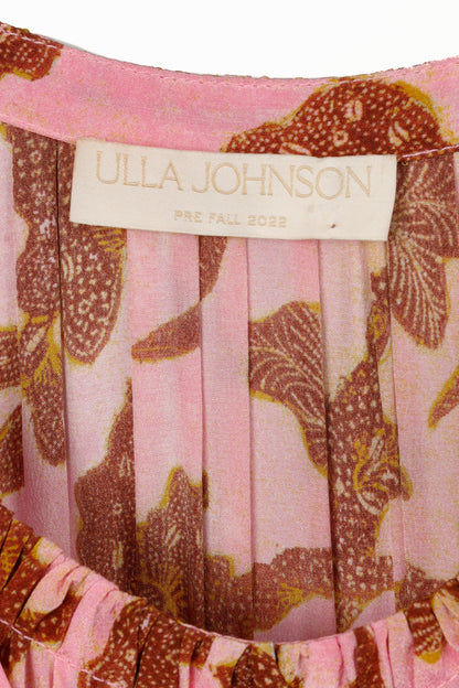 Ulla Johnson Sefia Hibiscus Floral Long-Sleeve Pleated Mini Dress