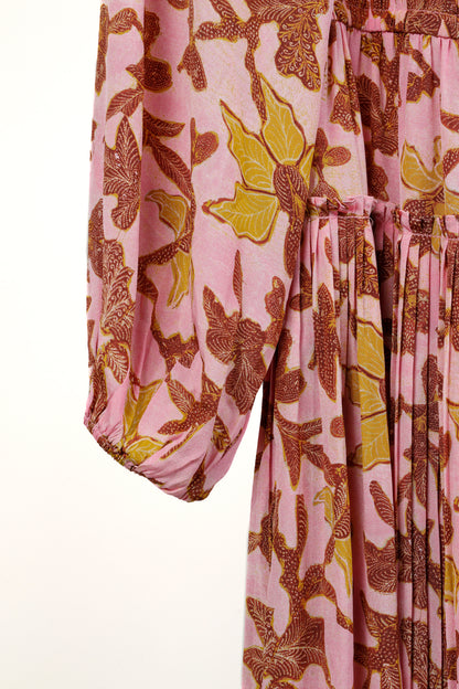 Ulla Johnson Sefia Hibiscus Floral Long-Sleeve Pleated Mini Dress