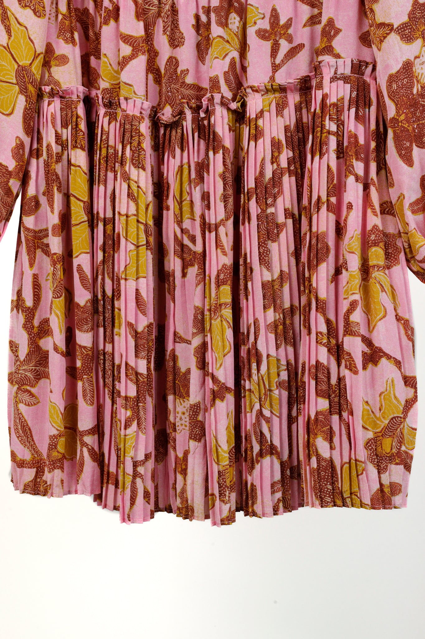 Ulla Johnson Sefia Hibiscus Floral Long-Sleeve Pleated Mini Dress