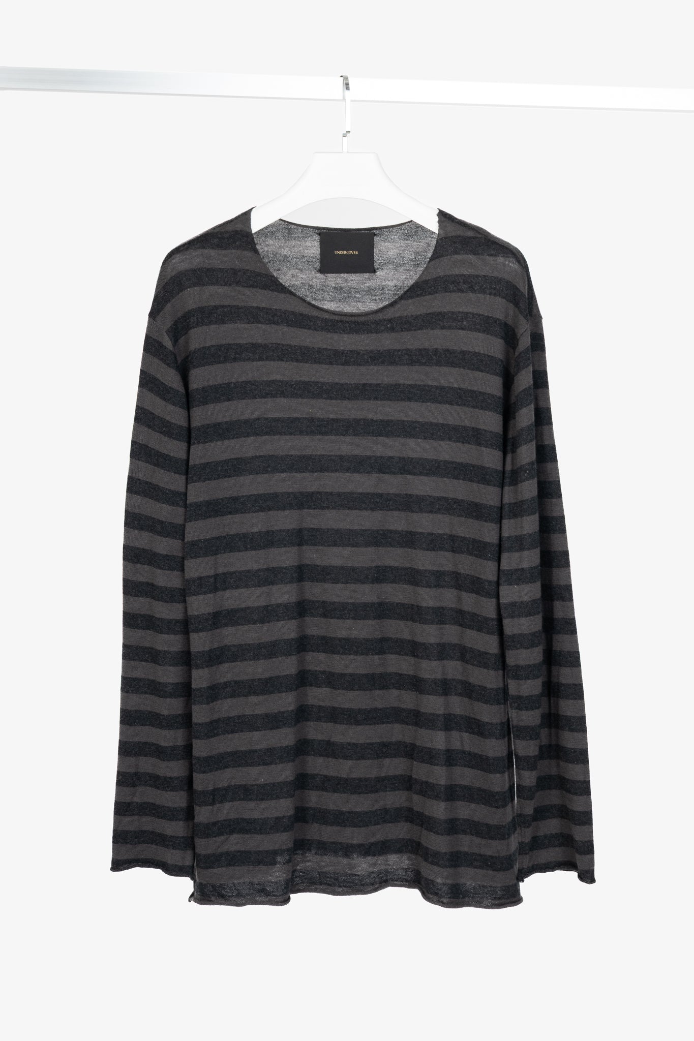 Undercover Grey & Black Striped Silk & Cashmere Pullover